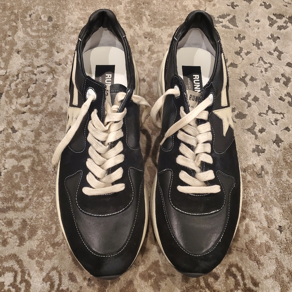 Golden Goose Running Sole in Black Nappa and Suede with White Star - Picture 6 of 11